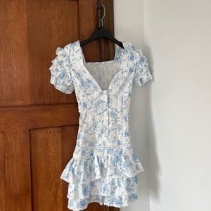 Blue floral pattern summer dress